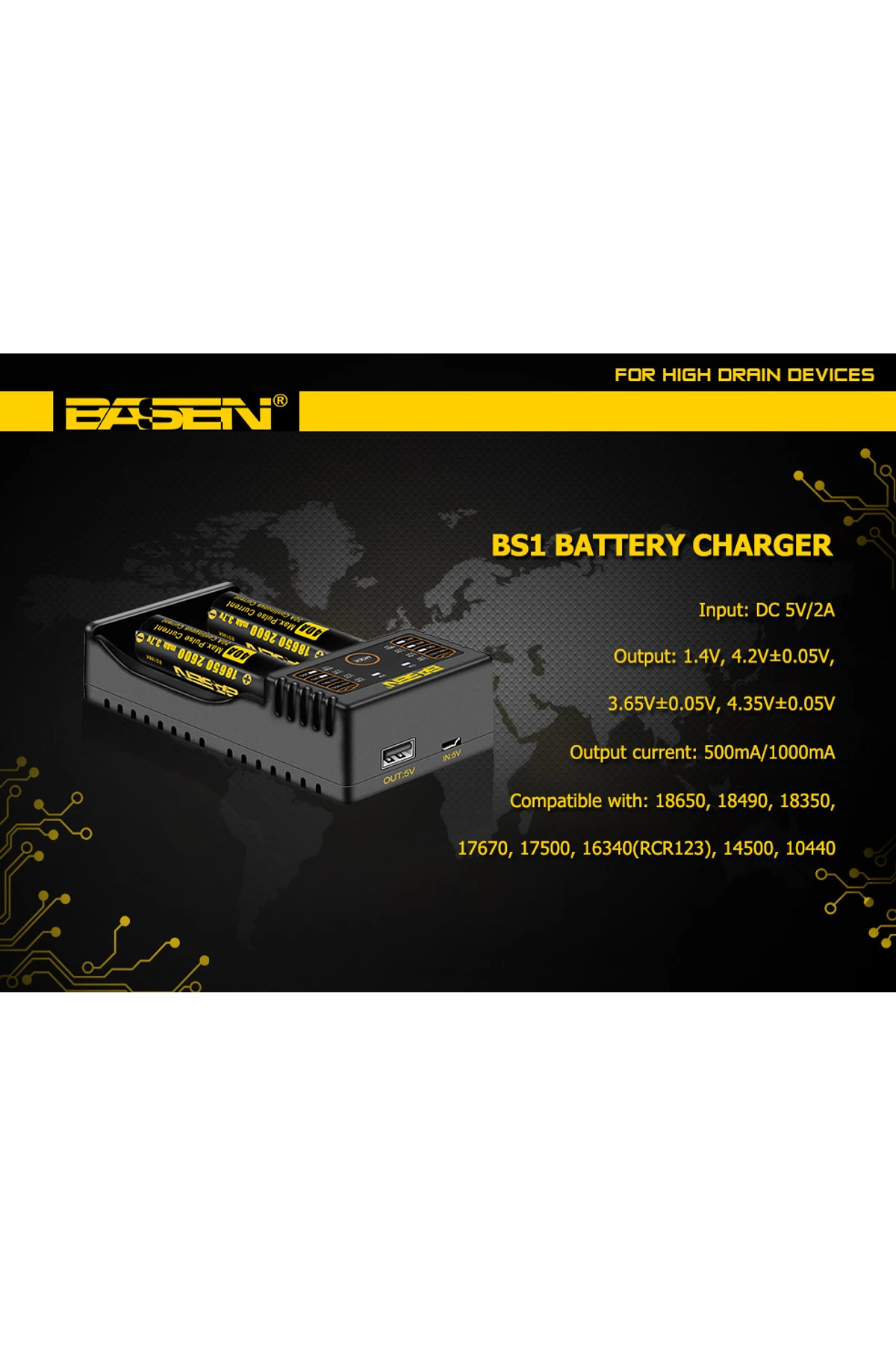 Basen BS2 Li-ion 18650 Pil Şarj Aleti