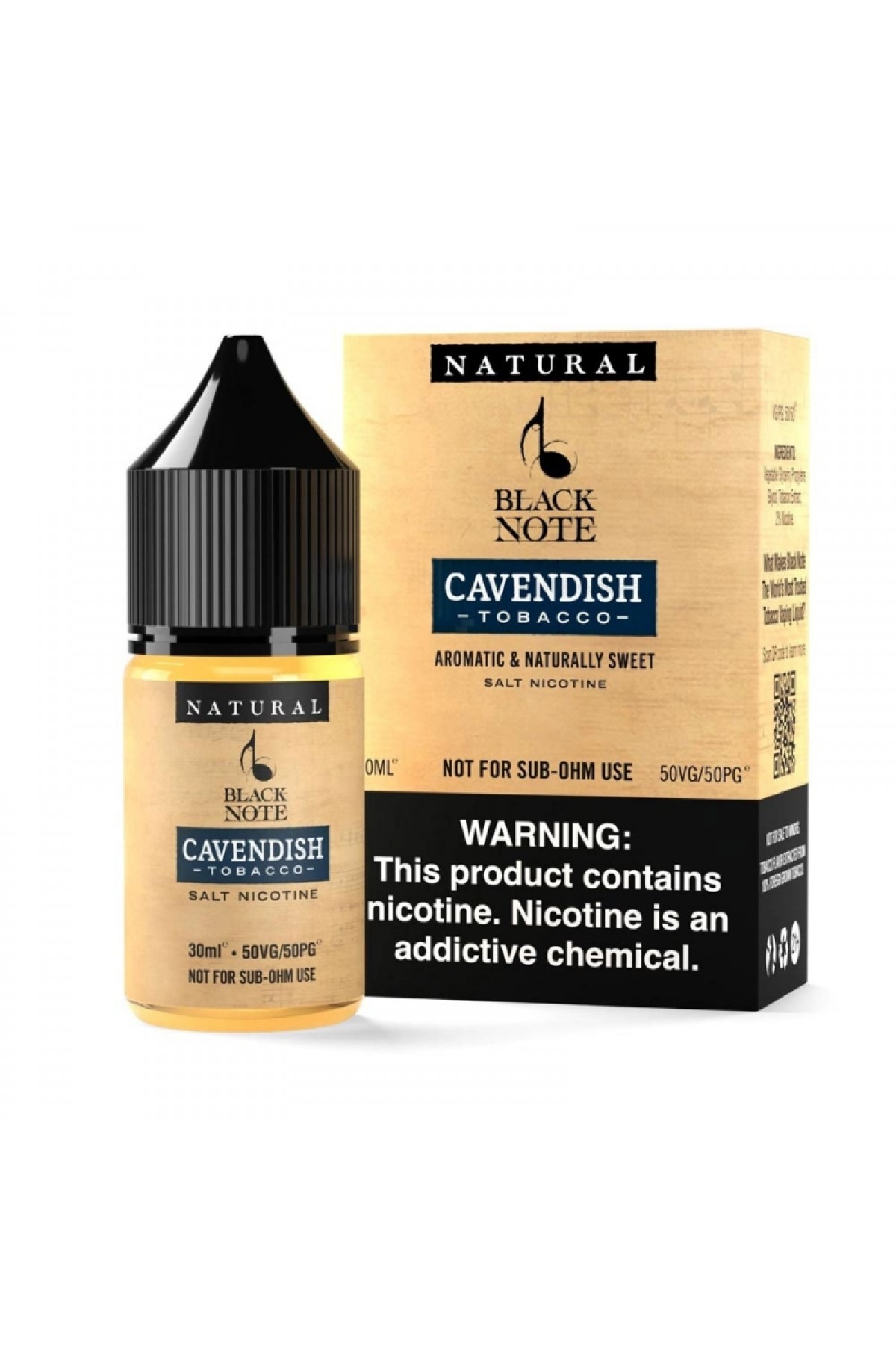 Black Note Cavendish Tobacco Salt Likit 30ML (Olgun Tütün)