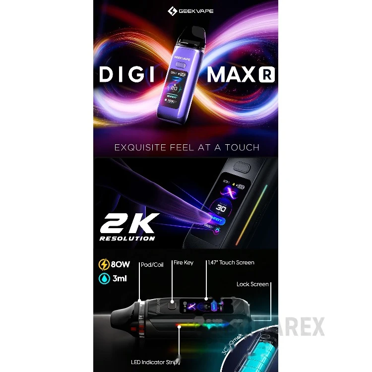 Geek Vape Digi MAX R 80W Kit Geek Vape Digi MAX R 80W Kit renk seçenekleri ve pod mod gövdesi
